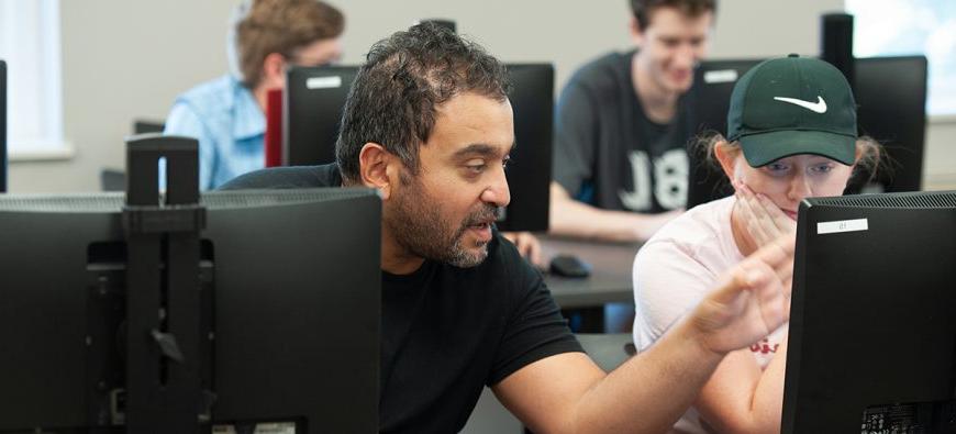 Students studying in computer lab